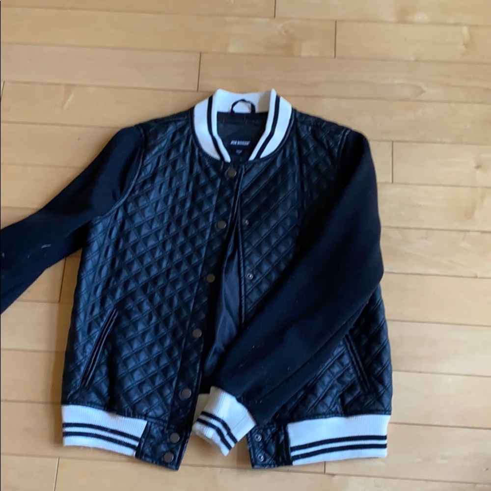 Leather jacket sweatshirt